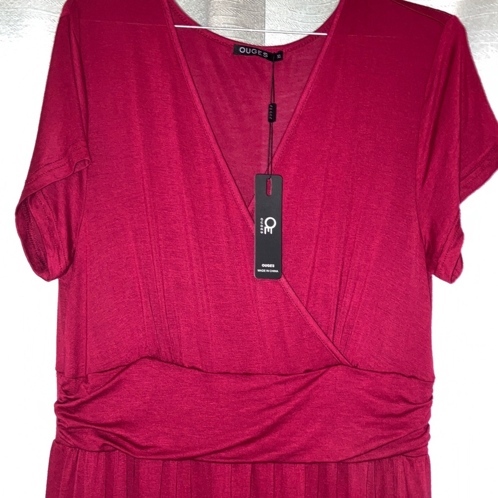 Chic Burgundy Short Sleeve Maxi Dress‎ XL - Picture 3 of 11